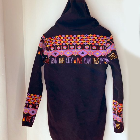 Elite Premium Denim Hoodie Cardigan Sweater SOFT Small Zipper Colorful Pattern - Picture 4 of 11